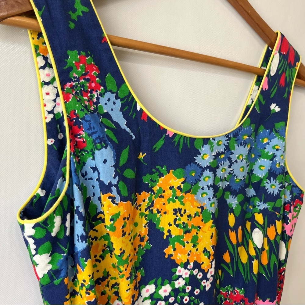 Vintage Meadowbank Blue Yellow Floral Summer Garden Dress - Picture 3 of 12